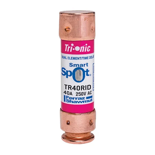 Mersen TR40RID, TR-R 40A Class RK5 Time-Delay Fuse, 250VAC/DC, with SmartSpot Blown Fuse Indicator
