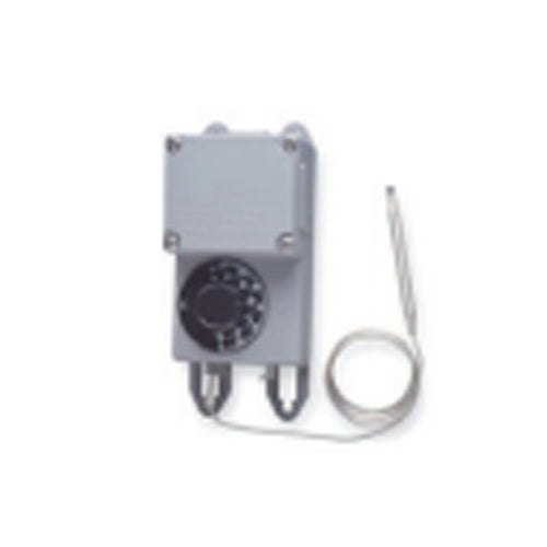 OUELLET TRF115-005, SPDT, NEMA 4X Thermostat, Range -17 °C to 49 °C (0 °F to 120 °F), 25A at 120/208/240/277V, with 5 ft. (1.5 m) Stainless Steel Bulb and Capillary