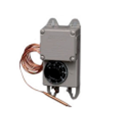 OUELLET TRF115-007, SPDT, NEMA 4X Thermostat, Range -35 °C to 38 °C (-30 °F to 100 °F), 25A at 120/208/240/277V, with 8 ft. (2.4 m) Copper Bulb and Capillary