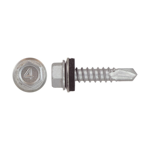 UCAN TRH 144BSSN, U-DRILLS® Stainless Steel (410), Hex Washer Head, RUSPRO® Coated,Bulk Packs, With EPDM Washer, 3 Point, 1/4-14 x 4″, 500 Packs