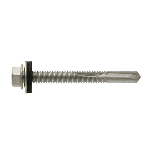 UCAN TRH 148B5N, U-Drills® Heavy Gauge, Hex Washer Head, Ruspro® Coated, Bulk Packs, With Epdm Washer, 5 Point, 1/4-28 x 8″, 400 Packs