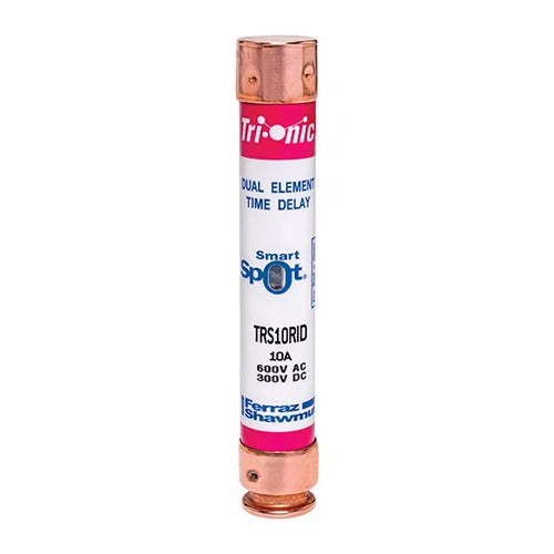 Mersen TRS10RID, TRS-R Class RK5 Time-Delay Ferrule Fuse, 600VAC/DC, 10A, with SmartSpot Blown Fuse Indicator