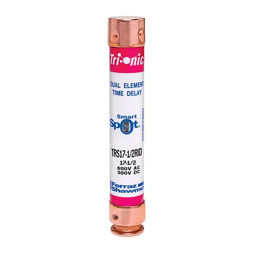 Mersen TRS17-1/2RID, TRS-R Class RK5 Time-Delay Ferrule Fuse, 600VAC/300VDC, 17.5A, with SmartSpot Blown Fuse Indicator