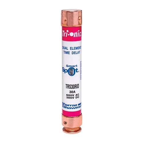 Mersen TRS30RID, TRS-R Class RK5 Time-Delay Ferrule Fuse, 600VAC/300VDC, 30A, with SmartSpot Blown Fuse Indicator