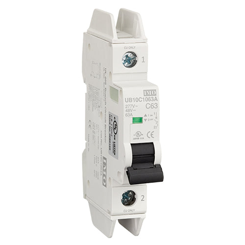 IMO UB10D1050A, UL 489 Miniature Circuit Breaker, 10kA Short Circuit Capacity, D Curve, 1 Pole, Rated Current 50A