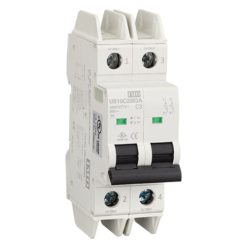IMO UB10C2063A, UL 489 Miniature Circuit Breaker, 10kA Short Circuit Capacity, C Curve, 2 Pole, Rated Current 63A