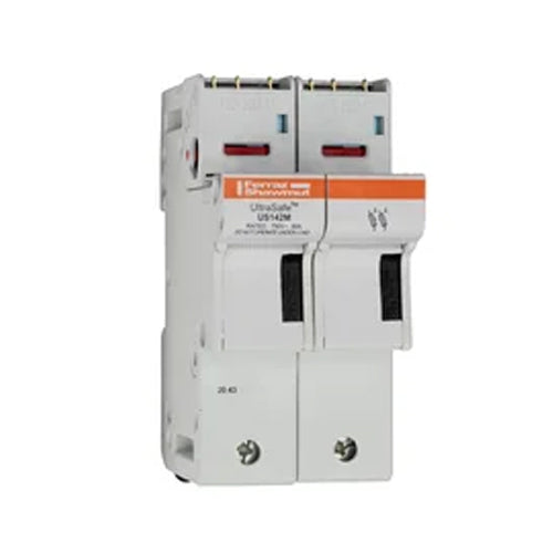 Mersen US142M, UltraSafe US14 Modular fuse-holder for 14x51 fuse links, 750VAC/DC, 2-Pole, 50A, with Auxiliary Microswitch