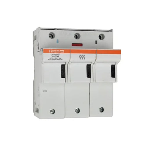 Mersen US223M, UltraSafe US22 Modular fuse-holder for 22x58 fuse links, 690VAC/DC, 3-Pole, 125A, with Auxiliary Microswitch