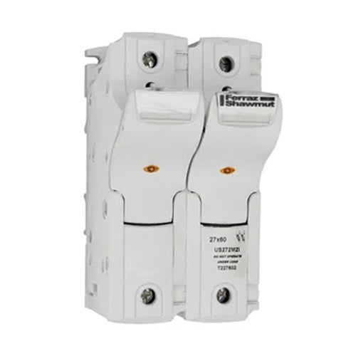 Mersen US272M2I, Ultrasafe US27 Modular fuse-holders for 27x60 fuse-links, 800VAC/DC, 2-Pole, 140A, With 2x Microswitch And Indicator