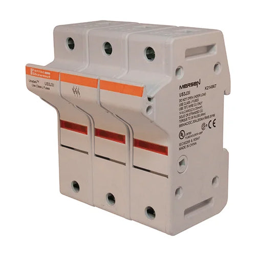 Mersen US3J3I, UltraSafe Class J Fuse Holders, 600VAC/DC, 30A, 3-Pole, With Indicator