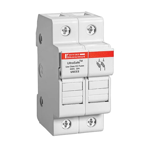 Mersen USCC2, UltraSafe USCC Class CC Fuse Holder, 600VAC/DC, 30A, 2-Pole, without Indicator