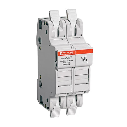 Mersen USGCC2, UltraSafe USGCC Class CC Fuse Holder, 600VAC/DC, 30A, 2-Pole, without Indicator