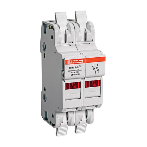 Mersen USGCC2I, UltraSafe USGCC Class CC Fuse Holder, 600VAC/DC, 30A, 2-Pole, with Indicator