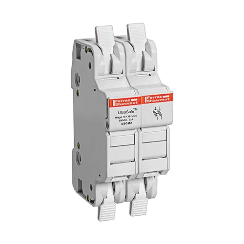 Mersen USGM2, UltraSafe USGM Midget Fuse Holder, 750VAC/1000VDC, 30A, 2-Pole, without Indicator