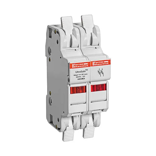 Mersen USGM2I, UltraSafe USGM Midget Fuse Holder, 600VAC/DC, 30A, 2-Pole, with Indicator