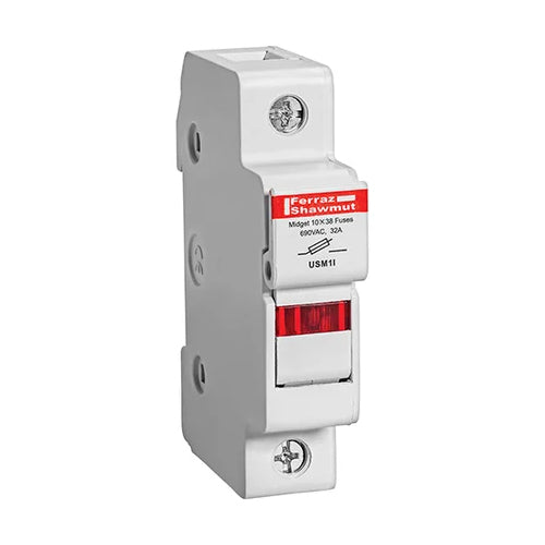 Mersen USM1I, UltraSafe USM Midget Fuse Holder, 600VAC/DC, 30A, 1-Pole, with Indicator