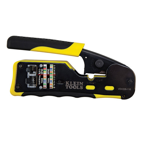 Klein Tools VDV226-110, Ratcheting Ethernet Cable Crimper / Stripper / Cutter, for Pass-Thru™
