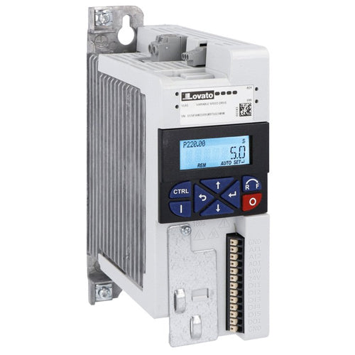 Lovato VLA104A240, Variable Speed Drive, VLA1 Series (Single-Phase), Supply 200...240VAC 50/60Hz, Built-in EMC Suppressor, Cat. C2, 0.4kW