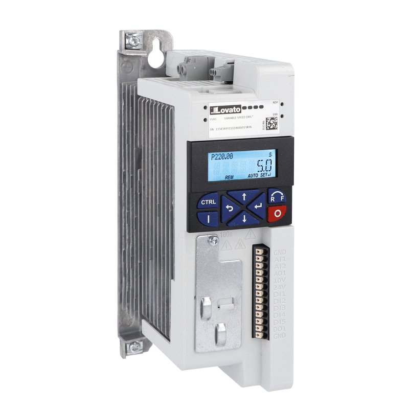 Lovato VLA107A240, Variable Speed Drive, VLA1 Series (Single-Phase), Supply 200...240VAC 50/60Hz, Built-in EMC Suppressor, Cat. C2, 0.75kW