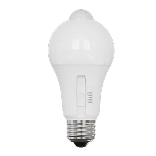 Votatec VO-A19W10-120-5Way-D-PIR, LED A19, with Sensor PIR, 120V, 10W, 800 Lumens, E26 Base, 2700K/3000K/3500K/4000K/5000K Adjustable, 5 Packs
