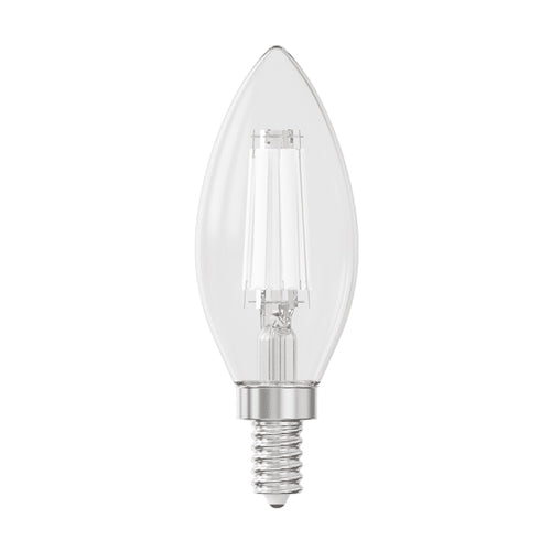 Votatec VO-FCA-WH-W3.8-120-30-D, Candle White Filament LED, 120V, 3.8W, 400 Lumens, 3000K Soft White, E12 Base, 360° Beam Angle, Dimmable, 5 Packs