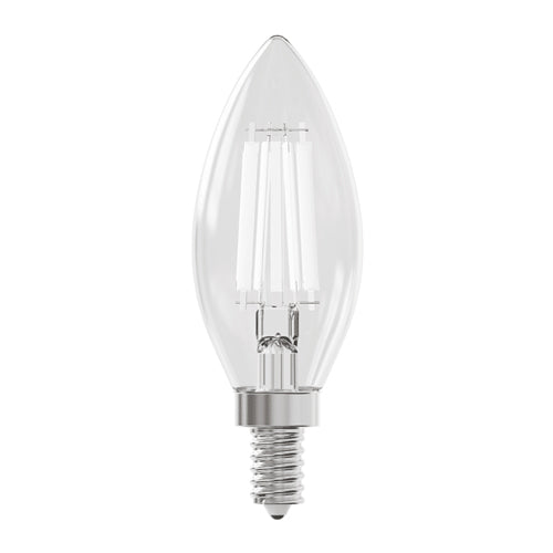 Votatec VO-FCA-WH-W5.5-120-40-D, Candle White Filament LED, 120V, 5.5W, 600 Lumens, 4000K Cool White, E12 Base, 360° Beam Angle, Dimmable, 5 Packs