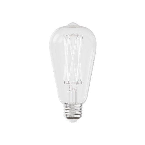Votatec VO-FST64-WH-W6.5-26-30-D, ST64 Cross White Filament LED, 120V, 6.5W, 700 Lumens, 3000K Soft White, E26 Base, Dimmable, 5 Packs
