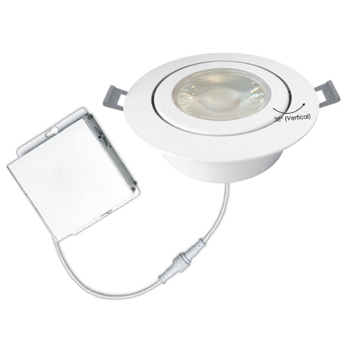 Votatec VO-GRP6W13-120-D-3WAY/WH, 6" LED Gimbal Round Panel Downlight, CCT Adjustable, 13W, 3000/4000/5000K, 120V, 1050 Lumens, Dimmable, White