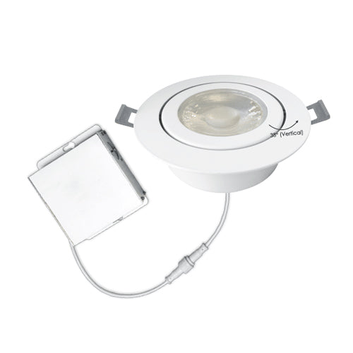 Votatec VO-GRP6W13-120-D-5WAY/WH, 6″ Round Airtight Gimbal Panel Downlight, 5Way CCT Adjustable, 13W, 1000 Lumens, 2700/3000/ 3500/4000/5000K, 120V, Dimmable, ＞80 CRI