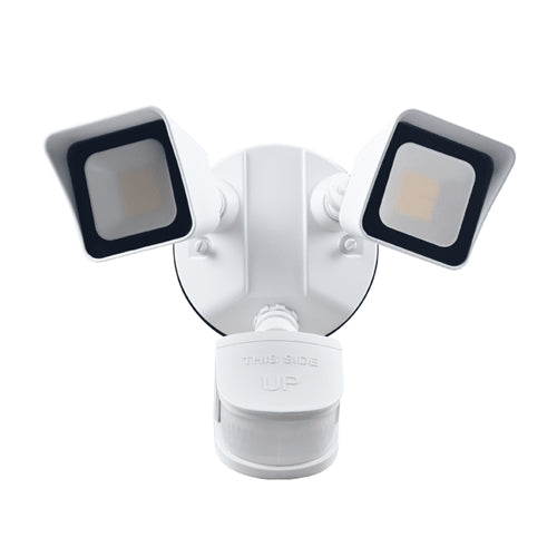 Votatec VO-SC2W24-120-AL-5WAY/WH, Motion Security LED Light, 5Way CCT Adjustable, 2x12W, 120V, 2200 Lumens, Frosted Glass, White