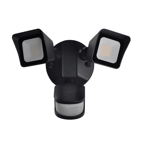 Votatec VO-SC2W24-120-AL-5WAY/BK, Motion Security LED Light, 5Way CCT Adjustable, 2x12W, 120V, 2200 Lumens, Frosted Glass, Black
