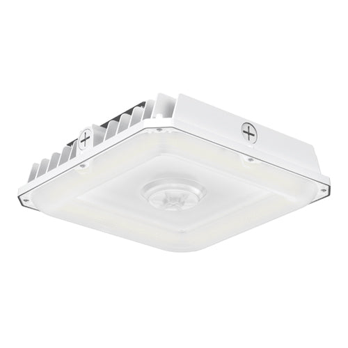 Votatec VO-SCPW75-347-3WAY-S-WHITE, Garage Canopy LED Light With Plug for Sensor, Surface Mount, CCT & Power Adjustable, 75/60/40W, 3000/4000/5000K, 120-347VAC, 5400-10125 Lumens, 0-10V Dimming, White