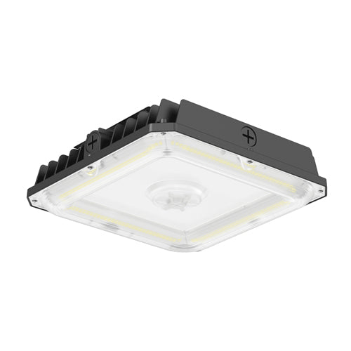 Votatec VO-SCPW75-347-3WAY-S-BRONZE, Garage Canopy LED Light With Plug for Sensor, Surface Mount, CCT & Power Adjustable, 75/60/40W, 3000/4000/5000K, 120-347VAC, 5400-10125 Lumens, 0-10V Dimming, Bronze