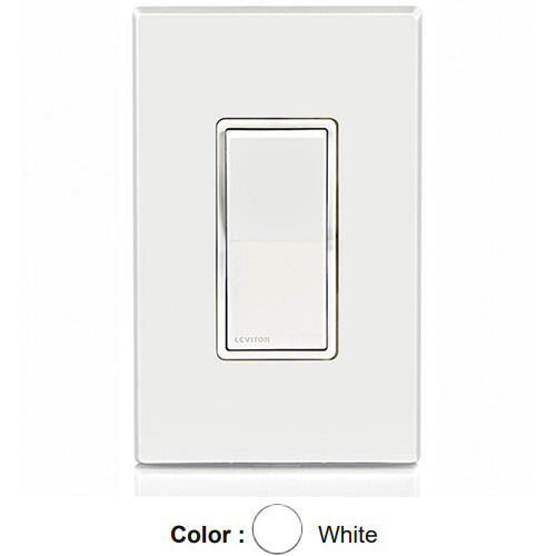 Leviton W5601-2W, Decora Single Pole Rocker Switch, Weather-Resistant, Residential Grade, 15 Amp, 120/277 Volt, Back and Side Wired, White