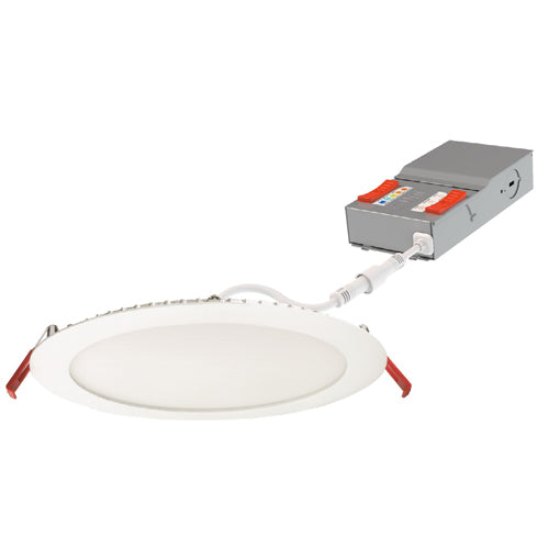Juno WF8 ALO42 SWW5 90CRI MVOLT MW M6, 8'' Round Flat Wafer-Thin LED Canless Downlight, 120-277V, Switchable CCT, 90+ CRI, 0-10V Dimming, Matte White