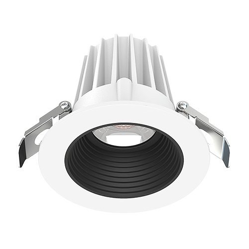 Lotus JXL-COB02-R09W-5CCT-WH-2RR-BF-BK, 2" Round White Recessed Economy LED, 120VAC, 9W, 5CCT, 560-690 Lumens, Baffle Black, 36° Beam Angle