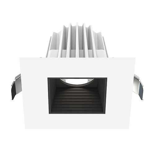 Lotus JXL-COB02-S09W-5CCT-WH-2SR-BF-BK, 2" Square White Recessed Economy LED, 120VAC, 9W, 5CCT, 550-630 Lumens, Baffle Black, 36° Beam Angle