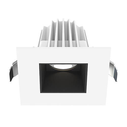 Lotus JXL-COB02-S09W-5CCT-WH-2SR-SM-BK, 2" Square White Recessed Economy LED, 120VAC, 9W, 5CCT, 550-630 Lumens, Smooth Black, 36° Beam Angle