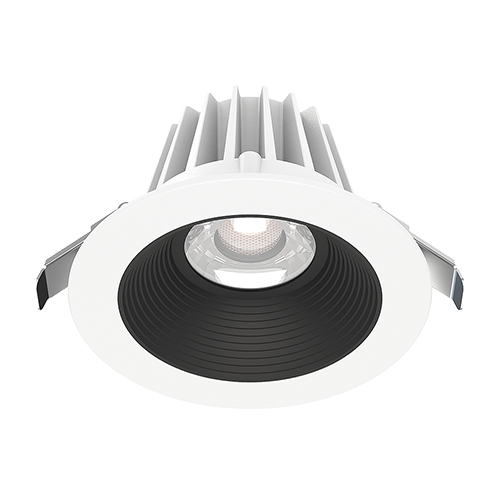 Lotus JXL-COB04-R15W-5CCT-WH-4RR-BF-BK, 4" Round Recessed Economy LED 15W, 120VAC, 5CCT, 1180-1420 Lumens, White Reflector, Baffle Black Trim, Dimmable, 36° Beam Angle