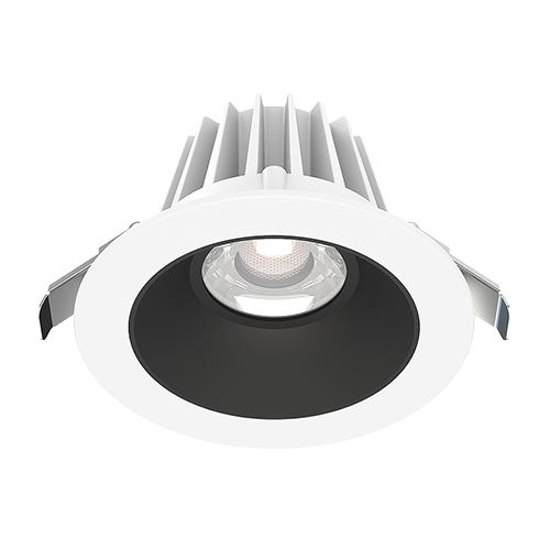 Lotus JXL-COB04-R15W-5CCT-WH-4RR-SM-BK, 4" Round Recessed Economy LED 15W, 120VAC, 5CCT, 1180-1420 Lumens, White Reflector, Smooth Black Trim, Dimmable, 36° Beam Angle