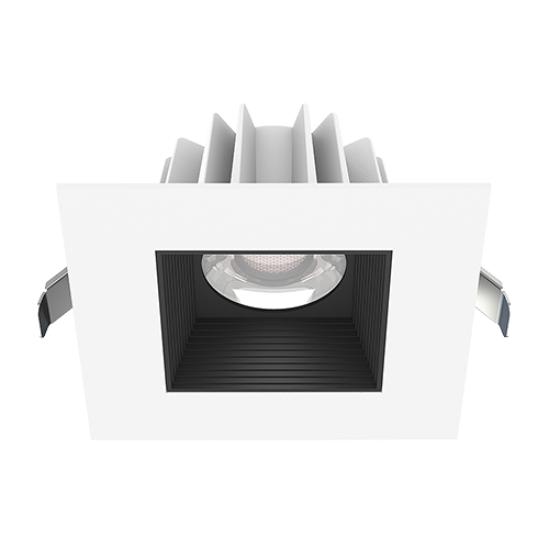 Lotus JXL-COB04-S15W-5CCT-WH-4SR-BF-BK, 4" Square Recessed Economy LED 15W, 120VAC, 5CCT, 1160-1390 Lumens, White Reflector, Baffle Black Trim, Dimmable, 36° Beam Angle