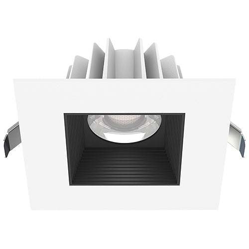 Lotus JXL-COB04-S15W-CCT-WH-4SR-BF-BK, 4" LED Square White Trim Recessed Economy, 15W, 120VAC, 3CCT, 1130-1260 Lumens, Baffle Black Reflector, Dimmable