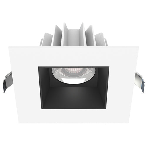 Lotus JXL-COB04-S15W-CCT-WH-4SR-SM-BK, 4" LED Square White Trim Recessed Economy, 15W, 120VAC, 3CCT, 1130-1260 Lumens, Smooth Black Reflector, Dimmable