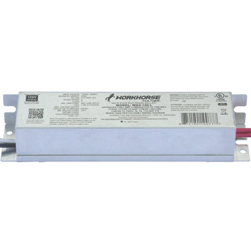 Fulham WH4-120-L, Workhorse 4 Instant Start Fluorescent Solid State Electronic Ballast, 120VAC 60Hz Input, 0.56A Max, 70W Max, Linear Case, Side Leads