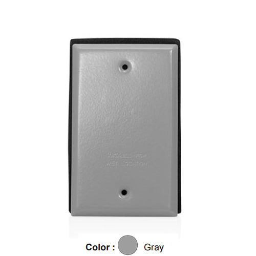 Leviton WM1B-GY, 1-Gang Die-Cast Weatherproof Blank Cover, Includes Weatherproof Gasket and Mounting Screws, Gray, 2 Packs