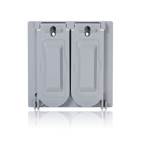 Leviton WM2V-GY, 2-Gang Weatherproof Cover for GFCI, Single Receptacle or Duplex Receptacle, Metallic Enclosure, Flat Lid, Gray
