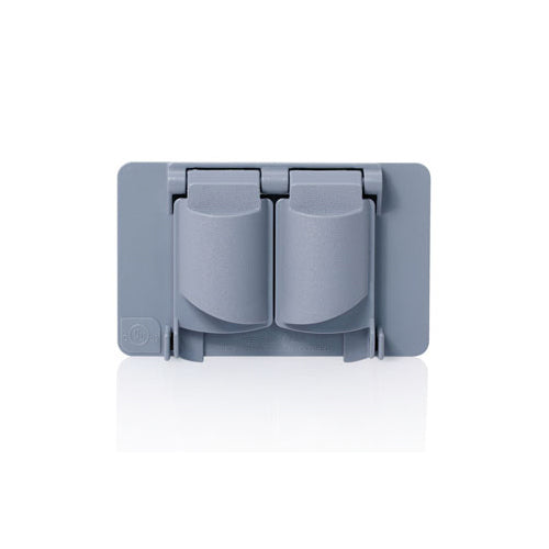 Leviton WP1D-GY, 1-Gang Weatherproof Cover for Duplex Receptacles, Plastic Enclosure, Self Closing Lid, Gray