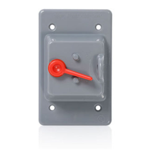 Leviton WP1S-GY, 1-Gang Weatherproof Cover for Toggle Switches, Non-Metallic (Plastic) Enclosure, Gray