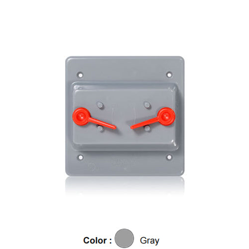 Leviton WP2S-GY, 2-Gang Weatherproof Cover for Toggle Switches, Non-Metallic (Plastic) Enclosure, Flat Lid, Gray