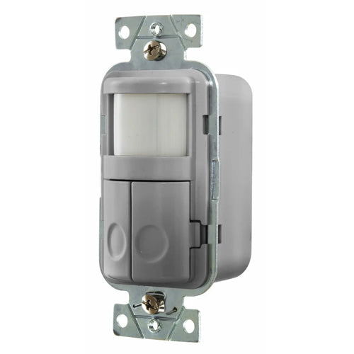 Hubbell WS1020GY, Wall Switch Occupancy Sensor, Passive Infrared Technology, Dual Circuit, 120V AC, Gray
